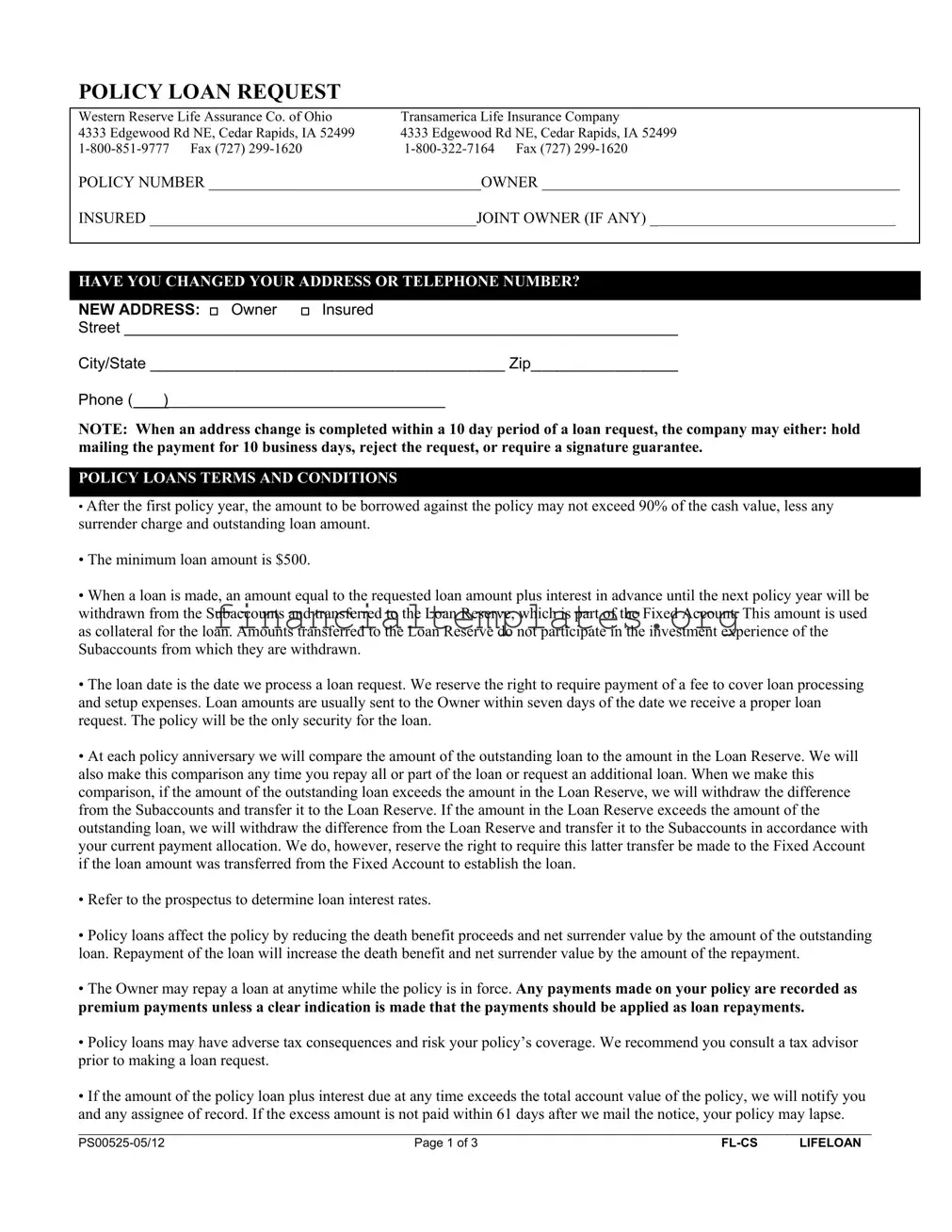 Get Policy Loan Request Form