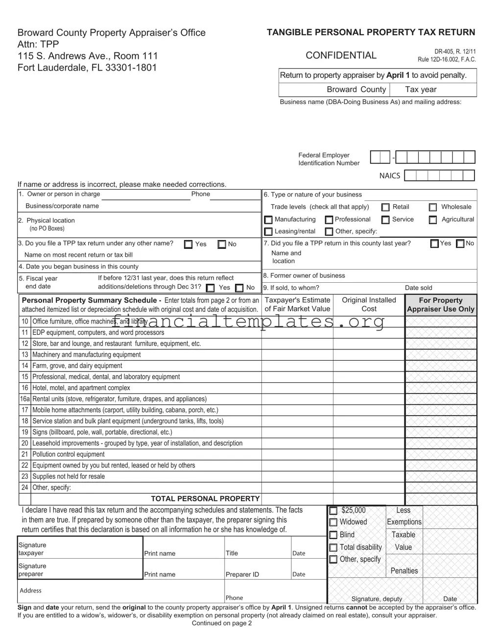 Get Property Tax Return Form