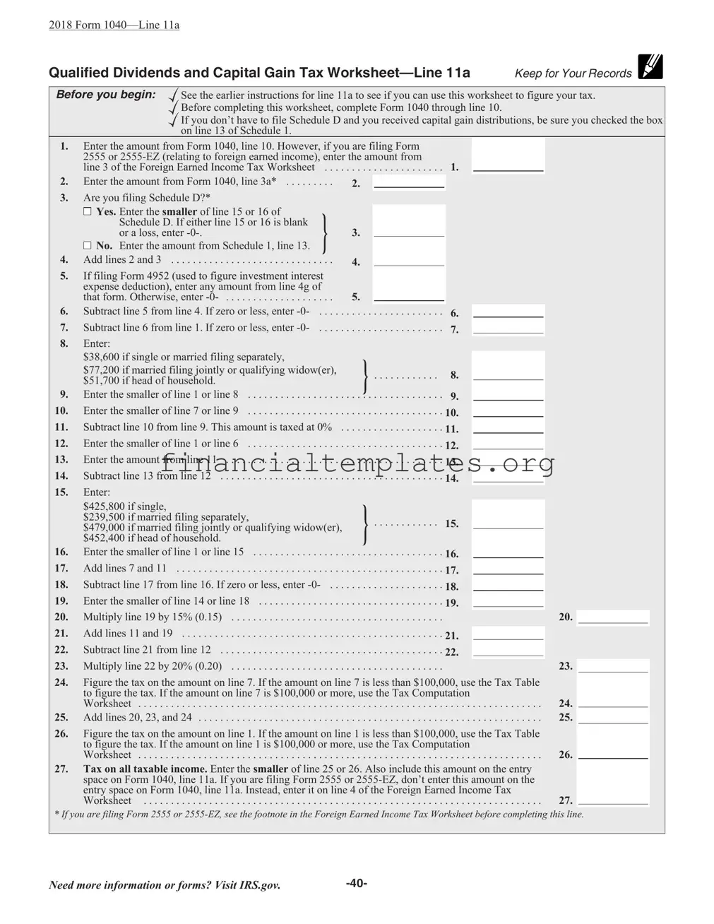 Get Qualified Dividends Tax Worksheet Form