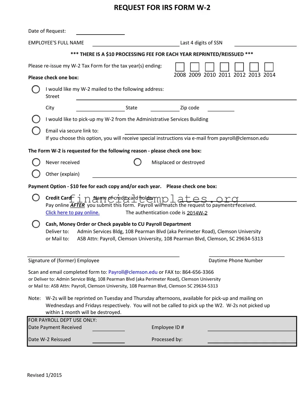 Get Request For Irs W 2 Form