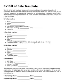Blank RV Bill of Sale Form