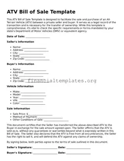 Blank ATV Bill of Sale Form