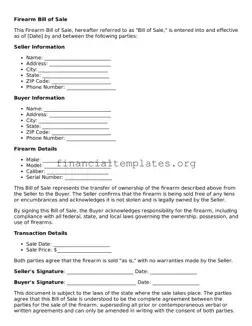 Blank Firearm Bill of Sale Form