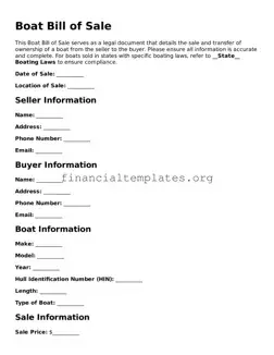 Blank Boat Bill of Sale Form