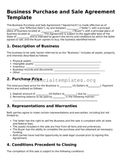 Blank Business Purchase and Sale Agreement Form