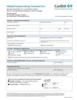 Get Carefirst Cancellation Form