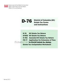 Get Dc Estate Tax Return D 76 Form