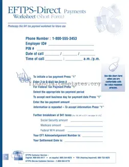 Get Eftps Payment Worksheet Form