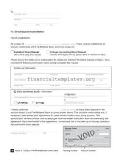 Get First Midwest Bank Direct Deposit Form