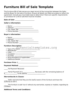 Blank Furniture Bill of Sale Form