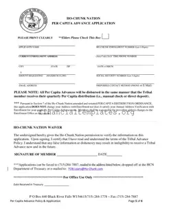 Get Ho Chunk Per Cap Loan Form