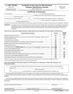 Get IRS W-7 (COA) Form
