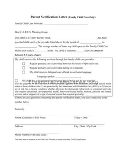 Get Child Care Payment Letter Form