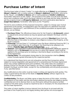 Blank Purchase Letter of Intent Form
