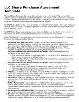 Blank LLC Share Purchase Agreement Form