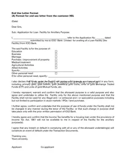 Get Loan End Use Letter Format Form