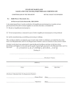 Get Maryland Sales And Use Tax Resale Certificate Form