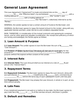 Blank Loan Agreement Form