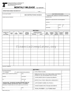 Get Oregon Monthly Mileage Tax Form