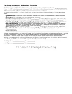 Blank Purchase Agreement Addendum Form