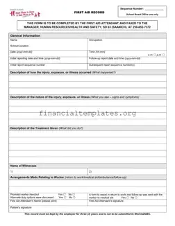 Get Saanich School First Aid Record Form
