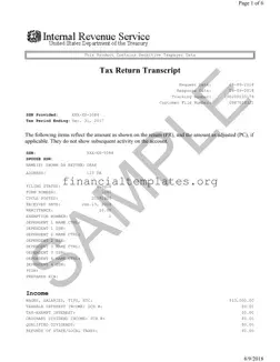 Get Sample Tax Return Transcript Form