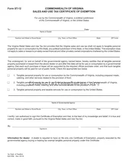 Get Virginia Sales Tax Exemption Form