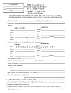 Get Zanesville City Tax Form