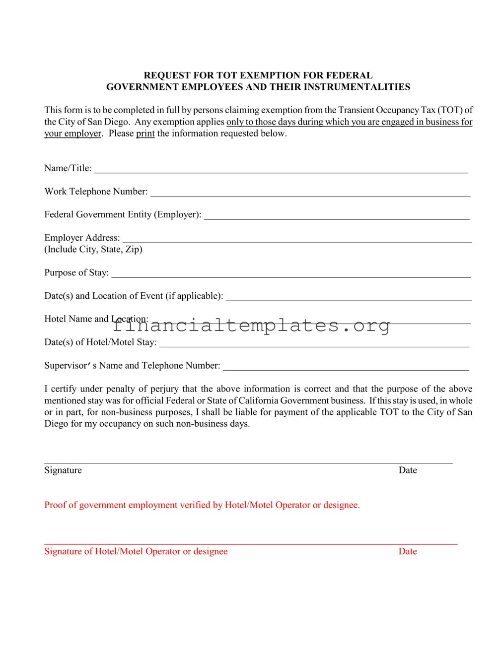 Get San Diego Exemption Tax Form
