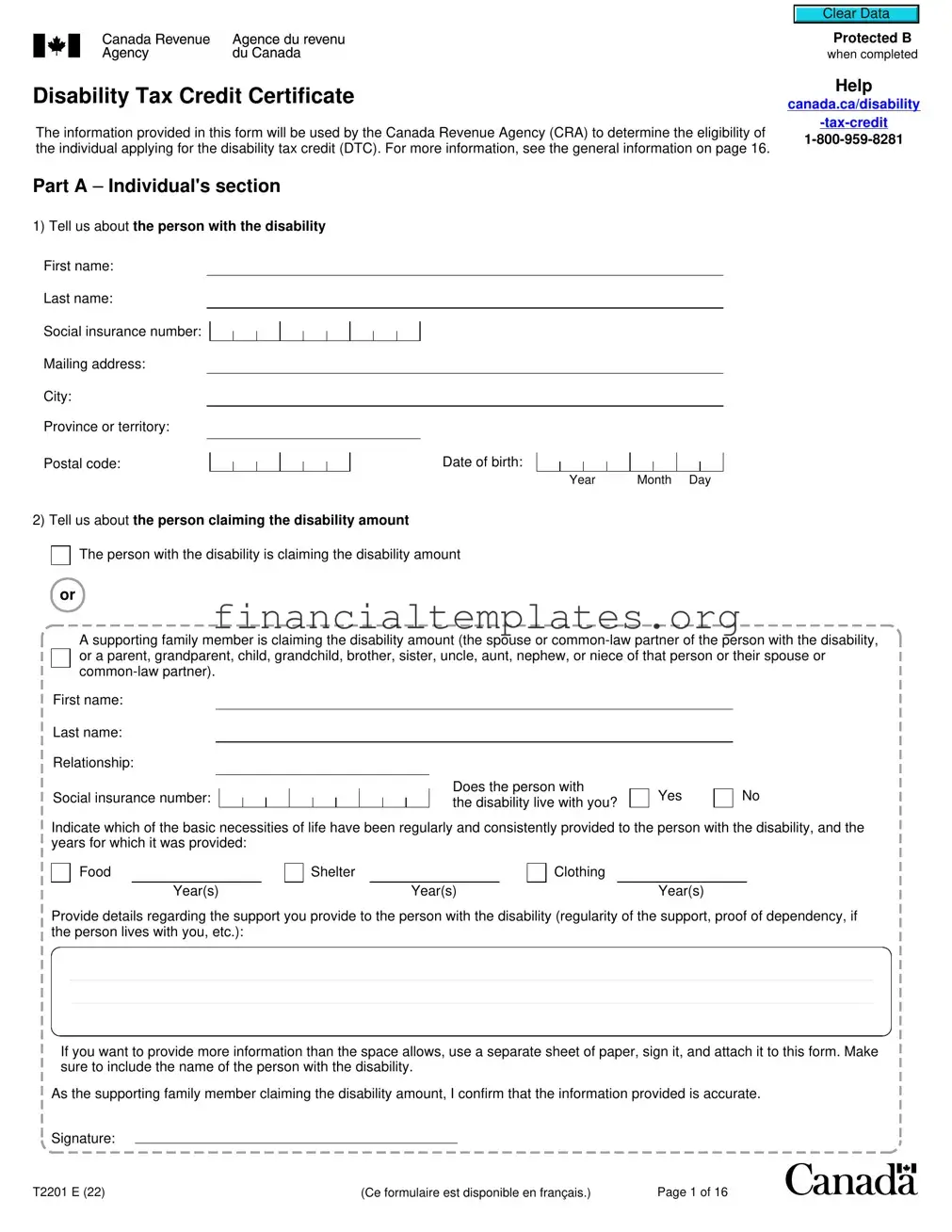 Get T2201 Tax Credit Form