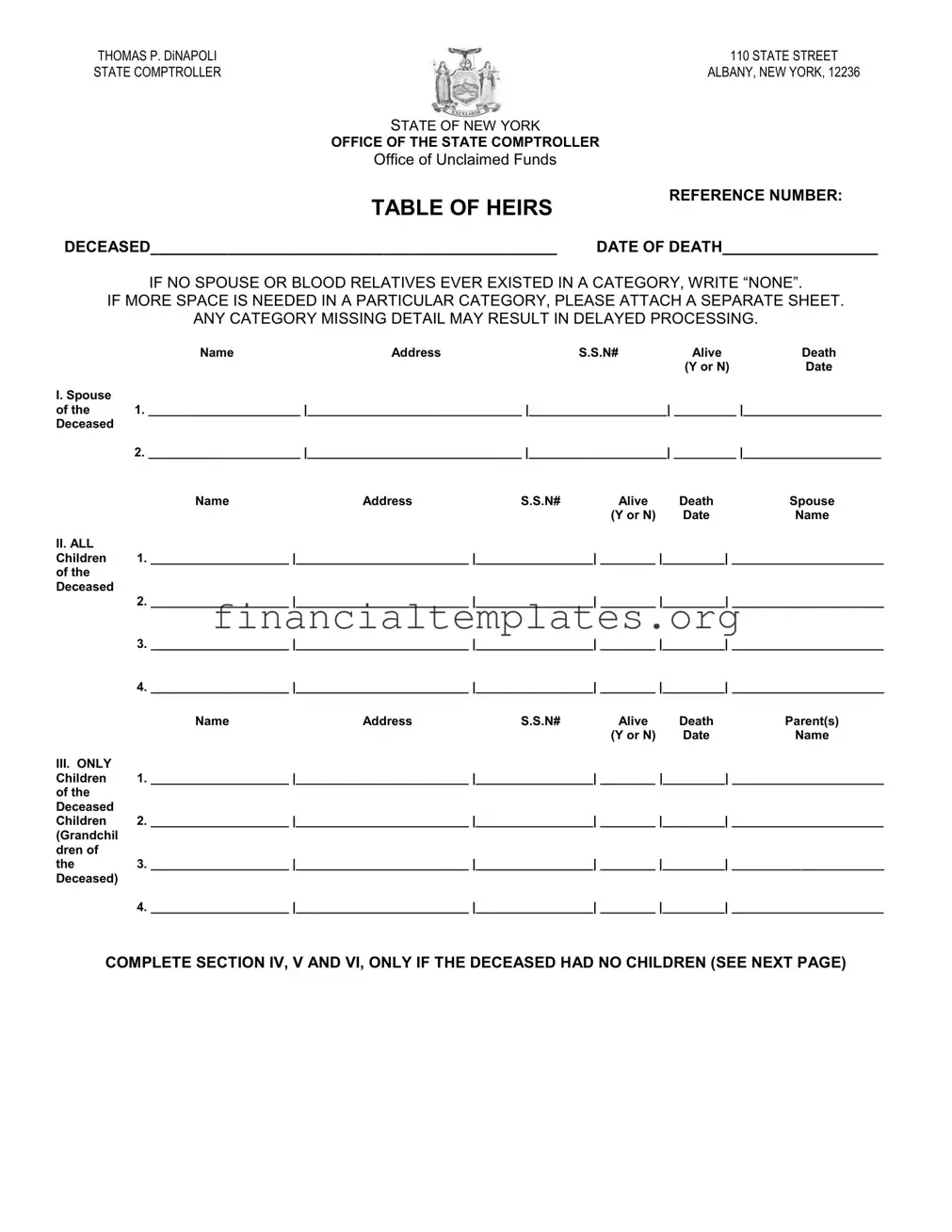 Get Table Of Heirs Form
