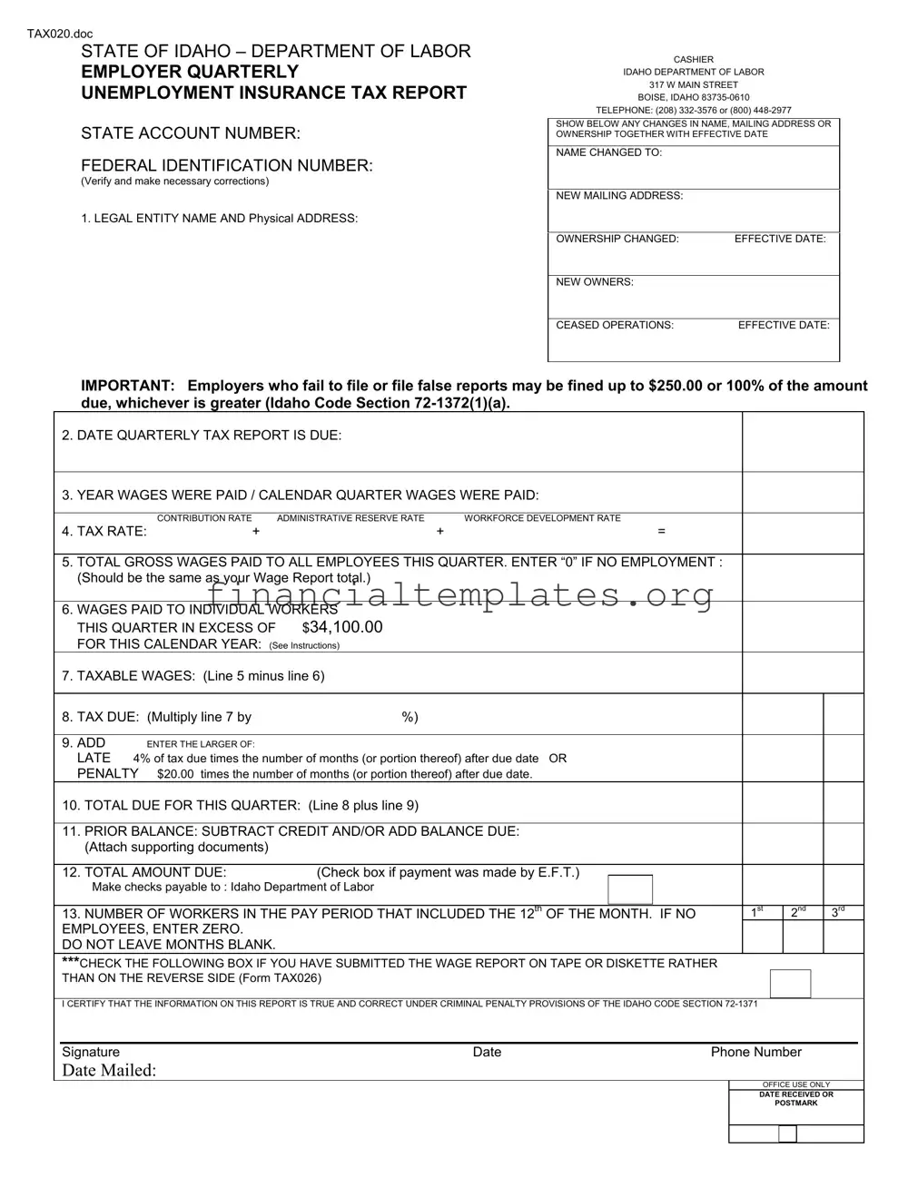 Get Tax 020 Form