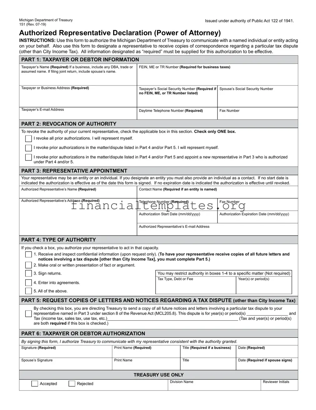 Get Tax POA 151 Form