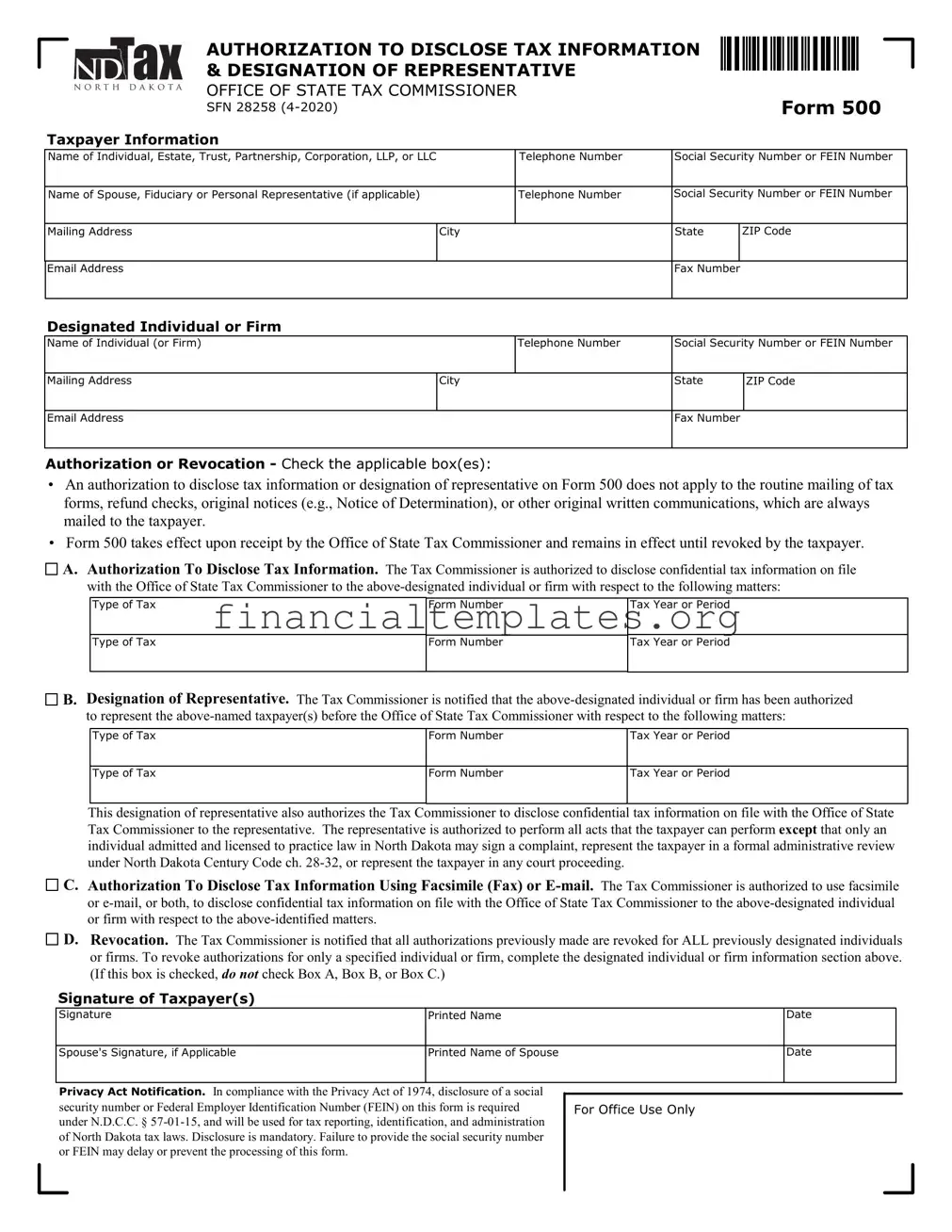 Get Tax POA 500 Form