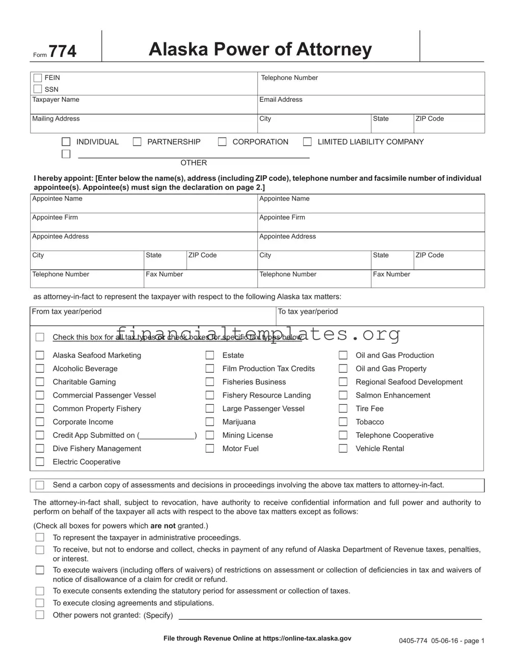 Get Tax POA 774 Form