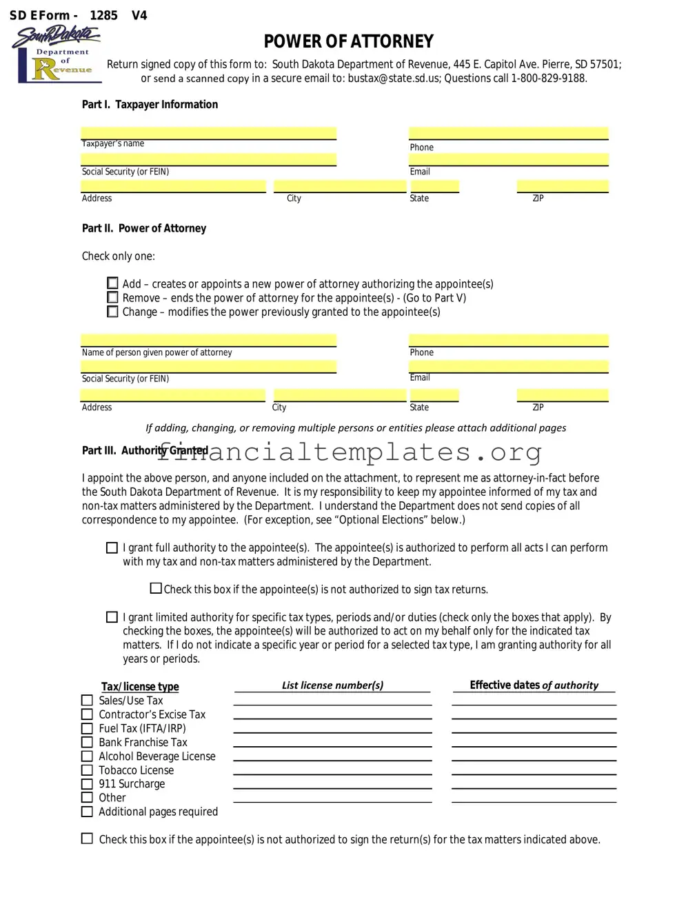 Get Tax POA E1285V4 Form