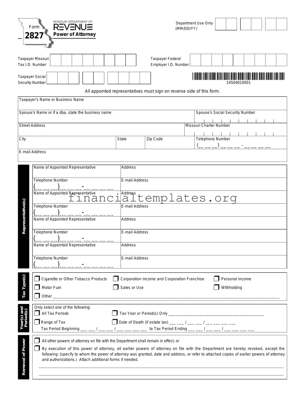 Get Tax POA form 2827 Form