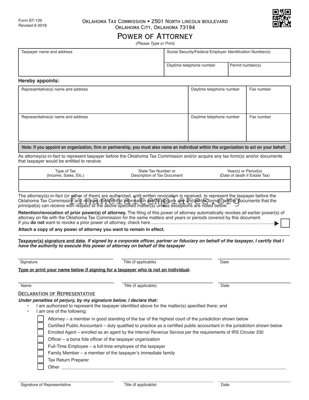 Get Tax POA form bt-129 Form