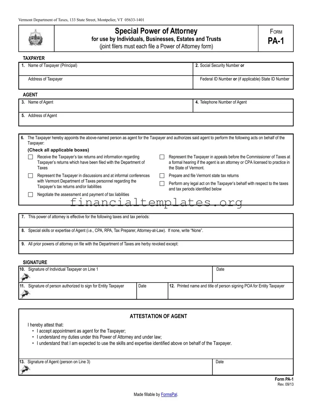 Get Tax POA form pa-1 Form