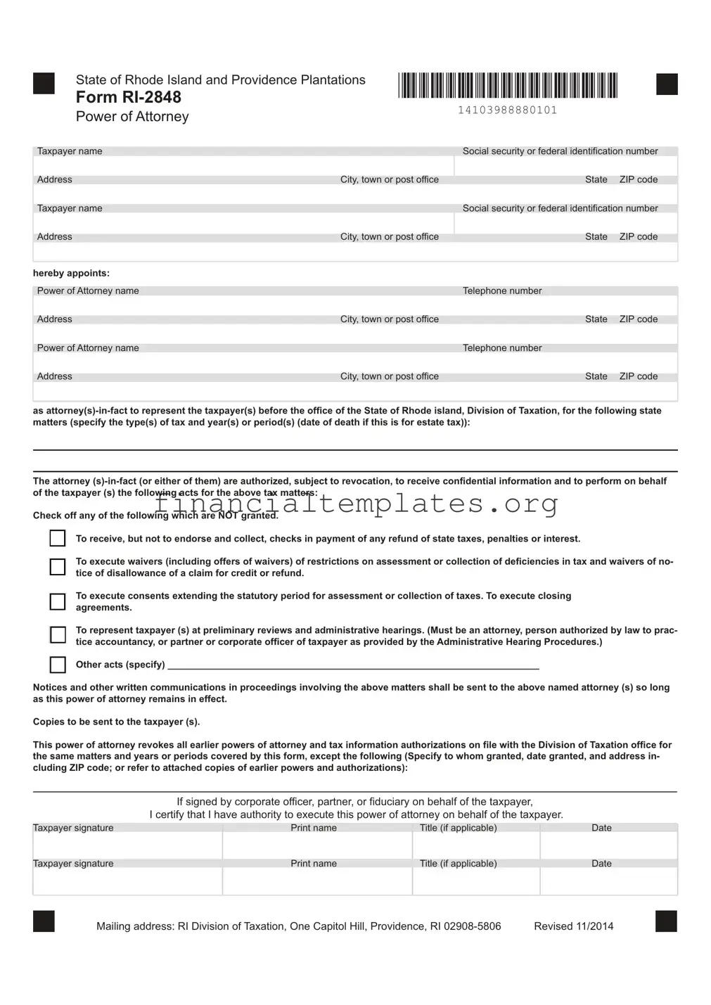 Get Tax POA form ri-2848 Form