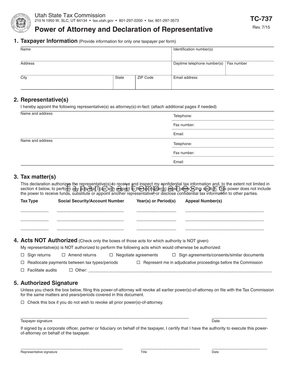 Get Tax POA form tc-737 Form