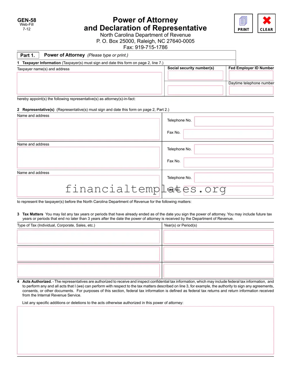 Get Tax POA gen-58 Form