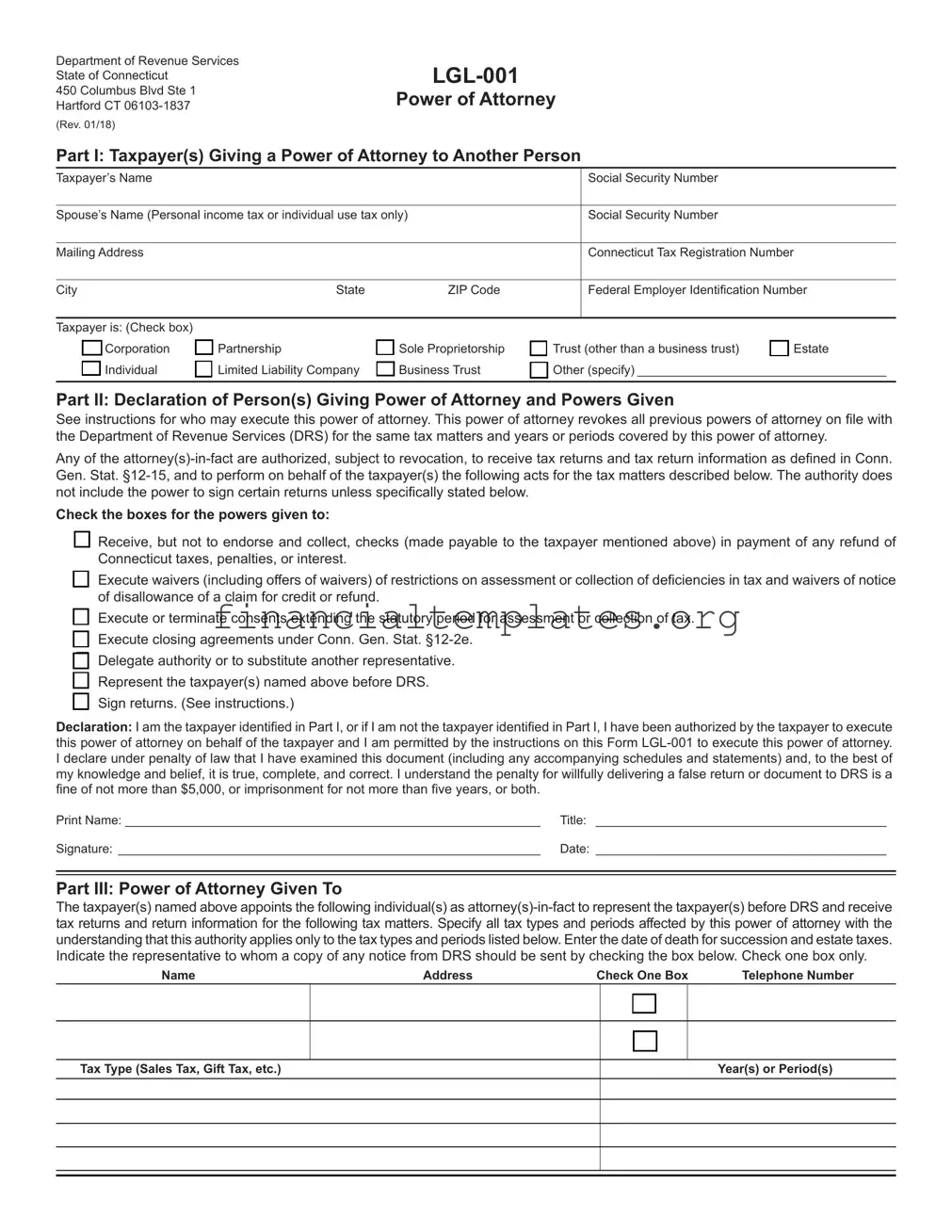 Get Tax POA lgl 001 Form