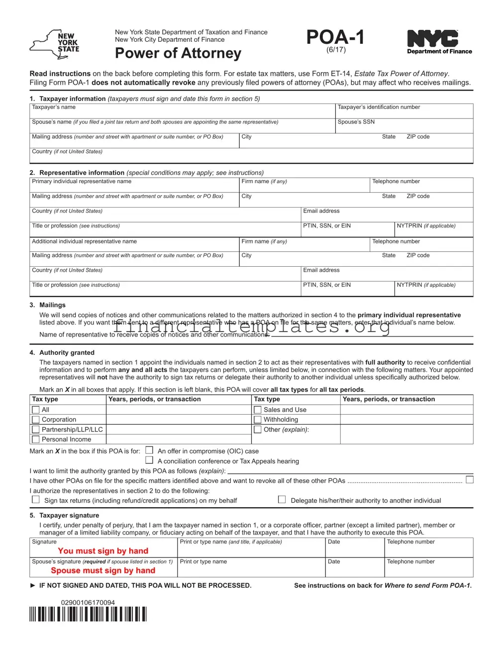 Get Tax POA POA-1 Form