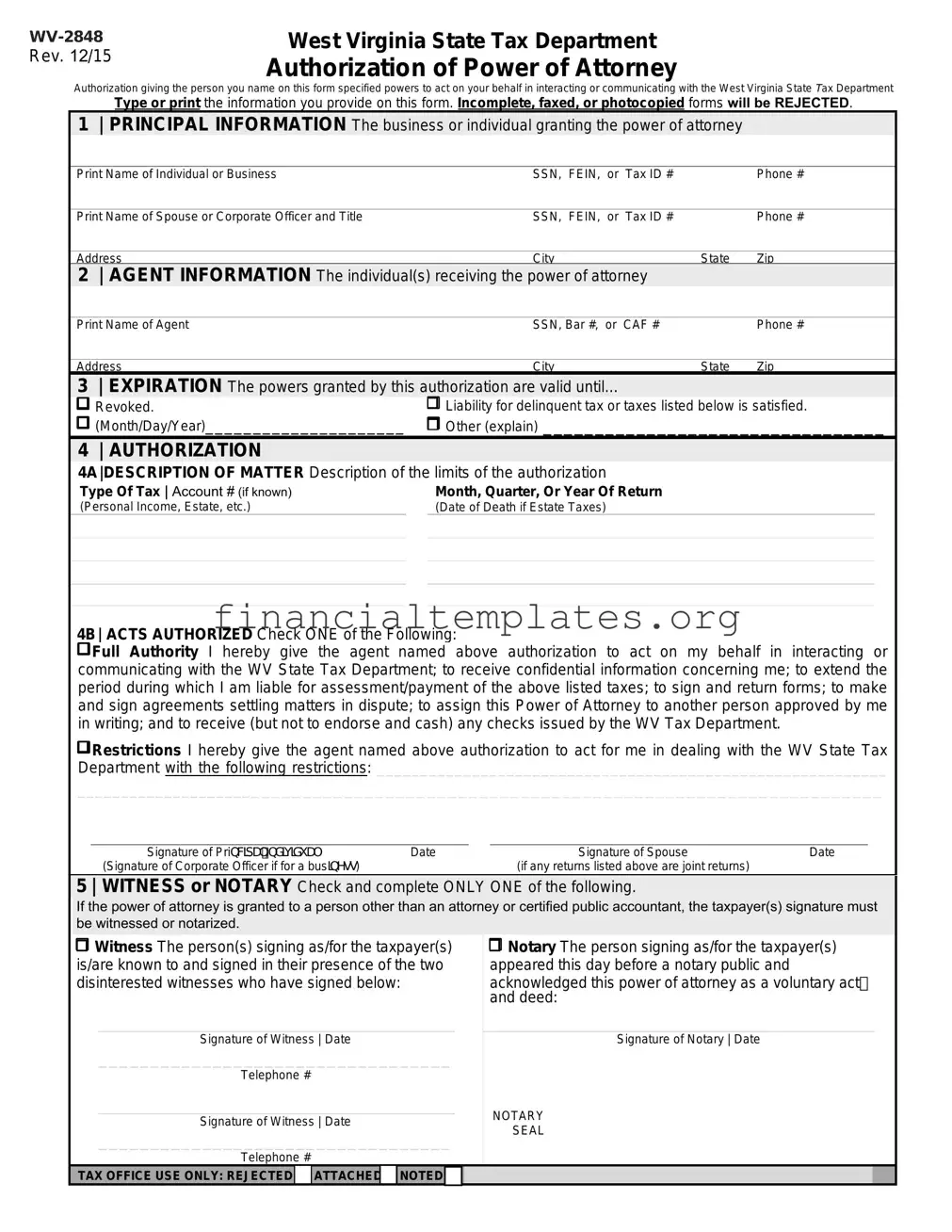 Get Tax POA wv-2848 Form