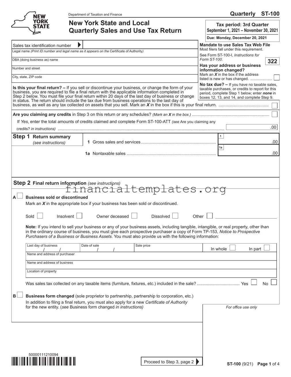 Get Tax St 100 Form