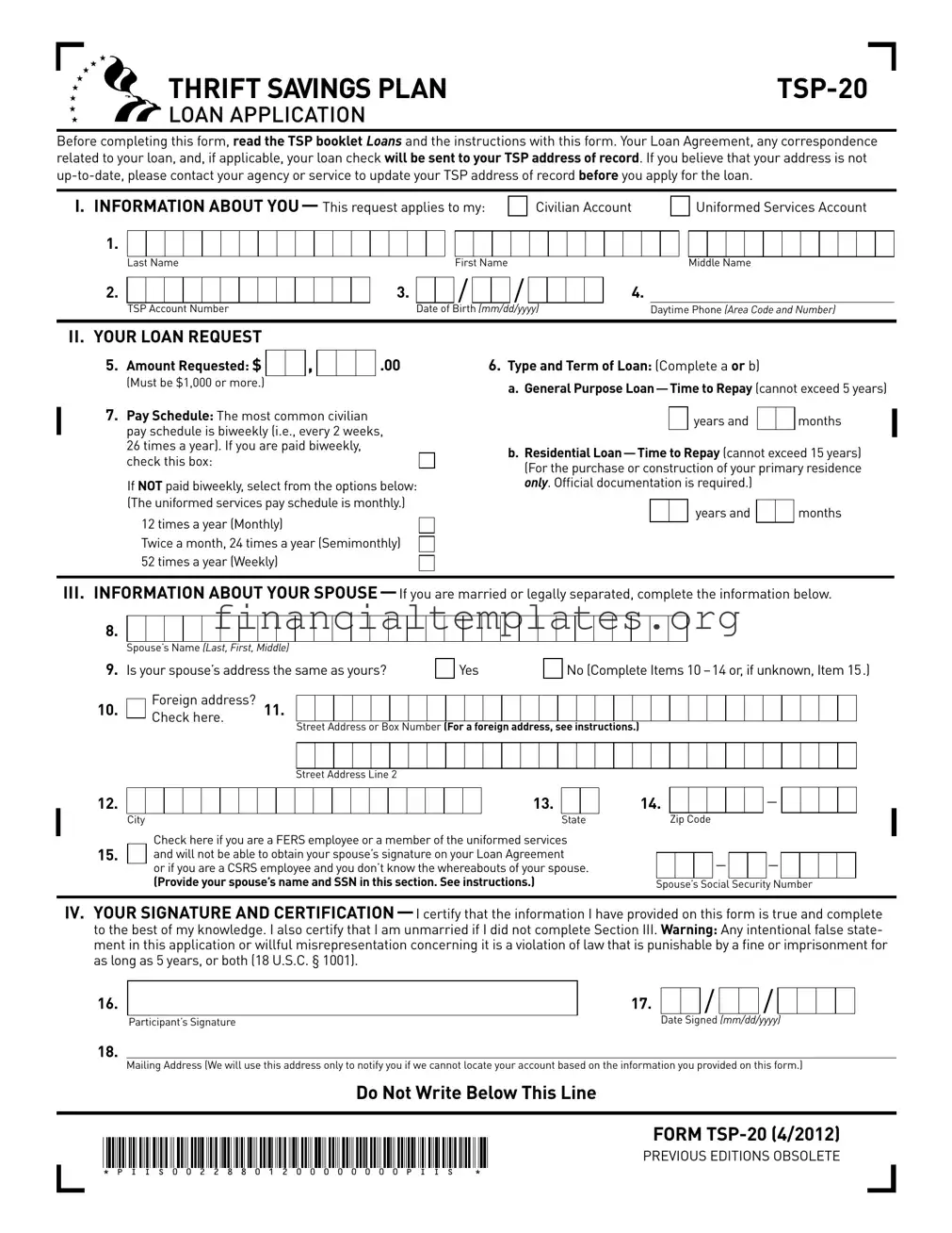 Get Tsp 20 Loan Form