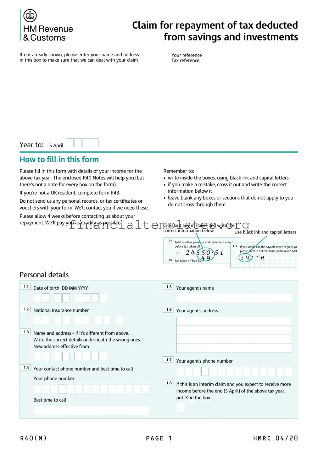 Get Uk R40 Tax Form