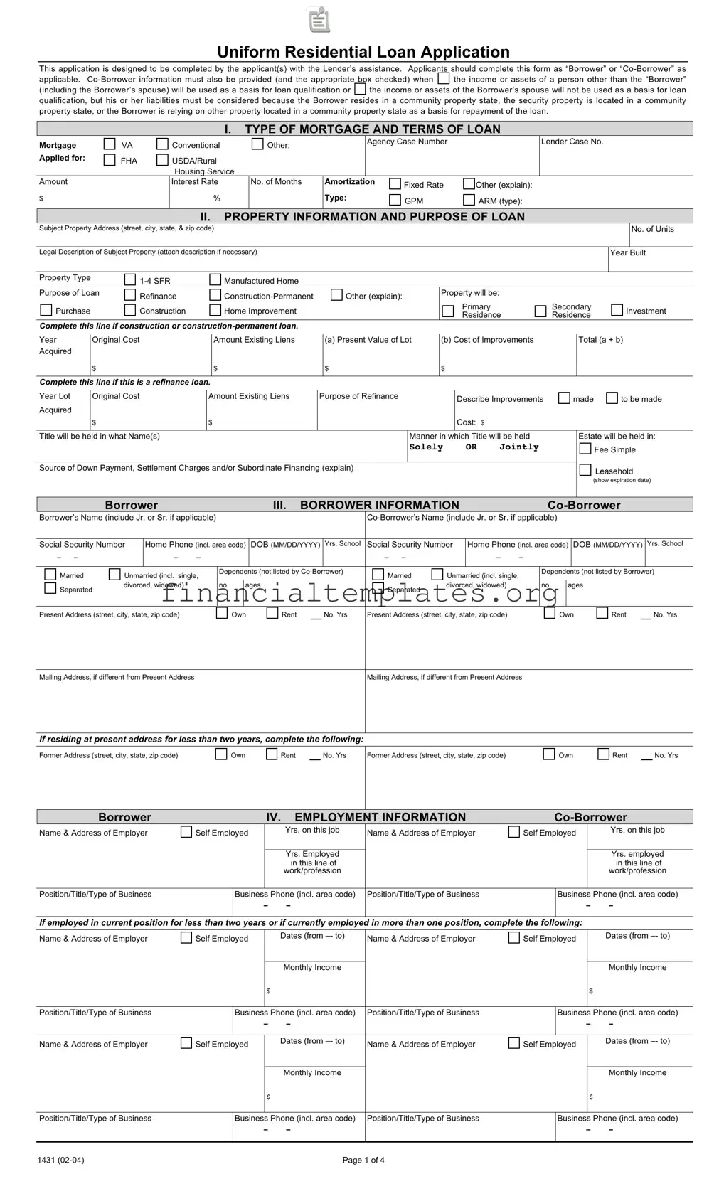 Get Uniform Loan Application Form
