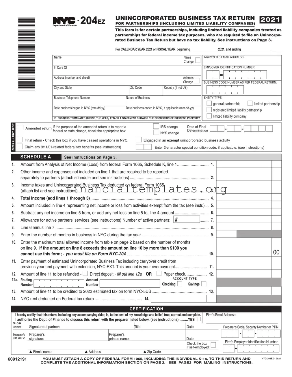 Get Unincorporated Business Tax Return Form